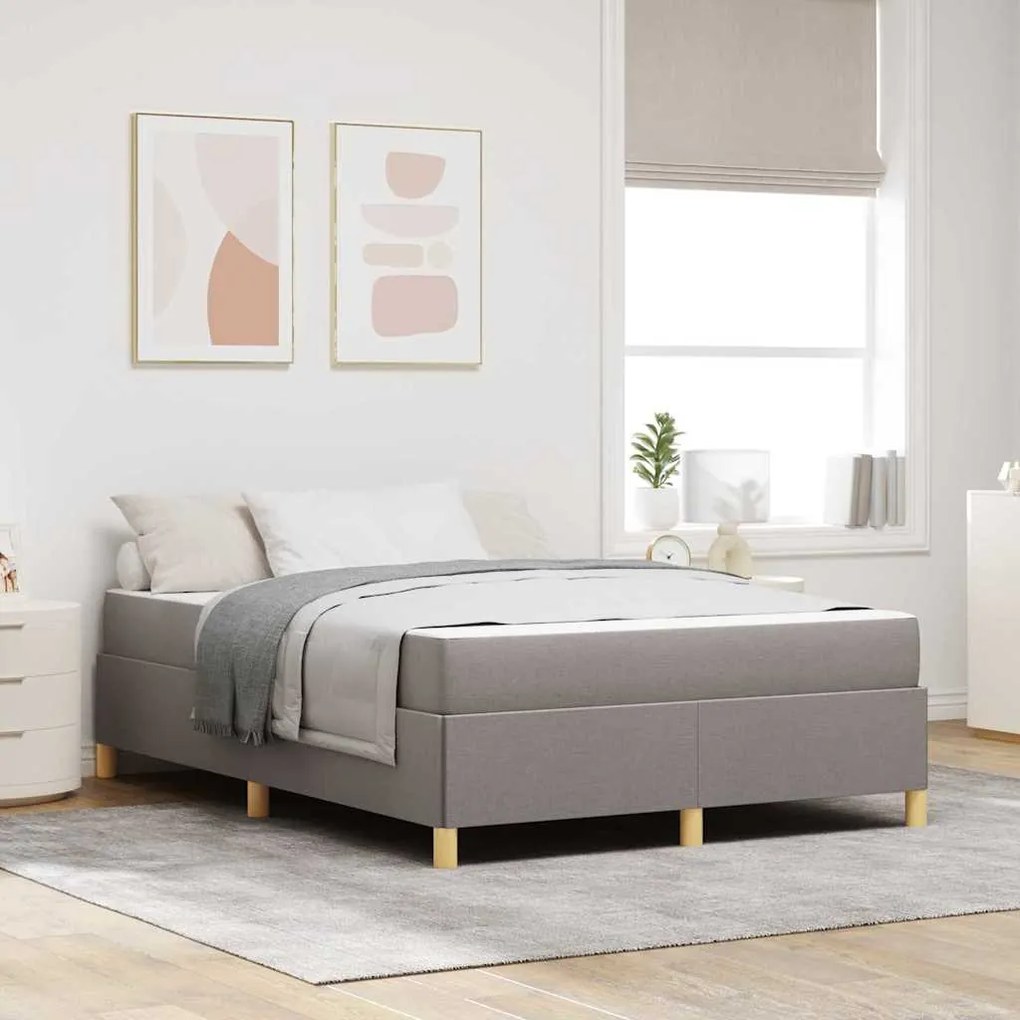 vidaXL Κρεβάτι με ελατήρια Ταμπά και Λευκό 140 x 190 cm ύφασμα