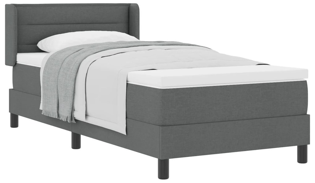 vidaXL Κρεβάτι Box Spring με Στρώμα - Σκούρο Γκρι - 90 x 200 cm - Υφάσματος