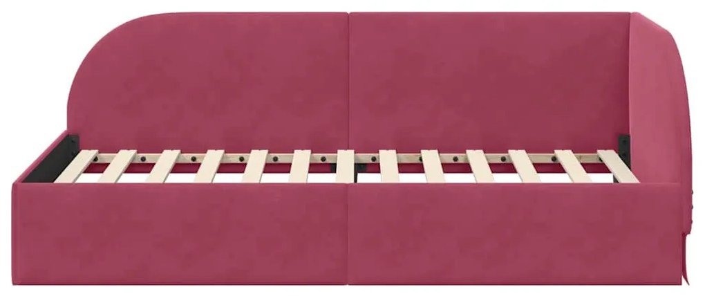 vidaXL Κρεβάτι Γωνίας με κεφαλάρι Μπορντό 90 x 200 cm Βελούδο