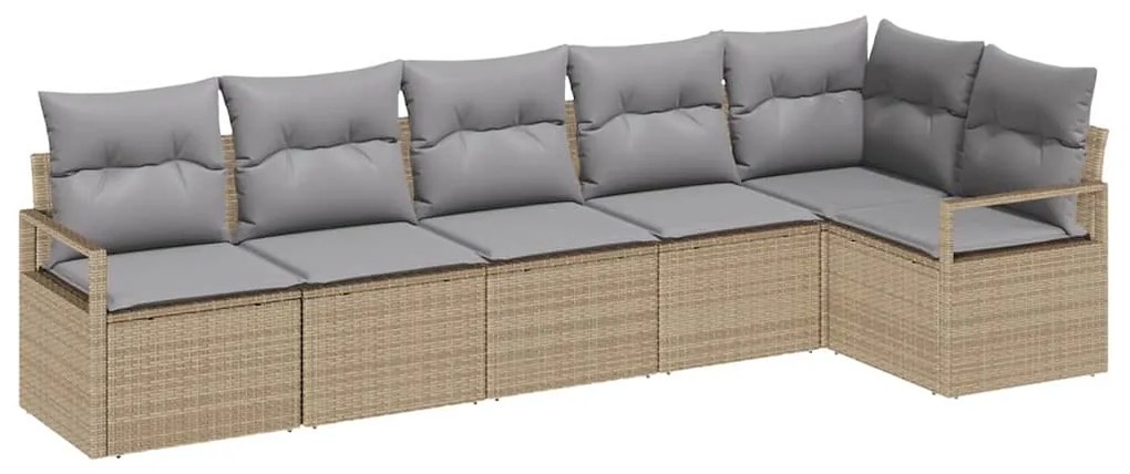 vidaXL Σετ Καναπέ Κήπου με μαξιλάρι 6 pcs Μπεζ, Ανοιχτό Γκρι