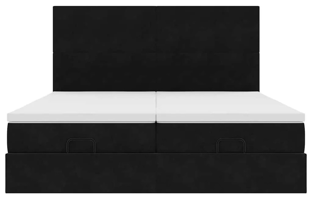 vidaXL Οθωμανικό κρεβάτι με στρώματα Μαύρο 200x200cm Velvet