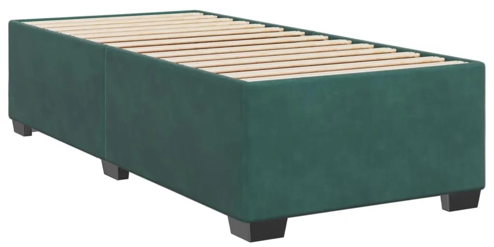 vidaXL Κρεβάτι Boxspring με Στρώμα Σκούρο Πράσινο 90x190 εκ. Βελούδινο