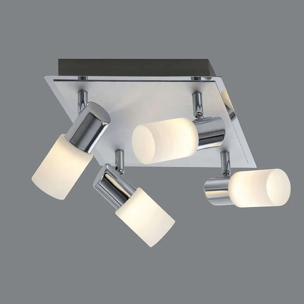 Φωτιστικό Οροφής-Σποτ Led Clapton 4x430Lm 31x18x22cm Chrome-White Brushed 821430405 Trio Lighting Metal, Glass