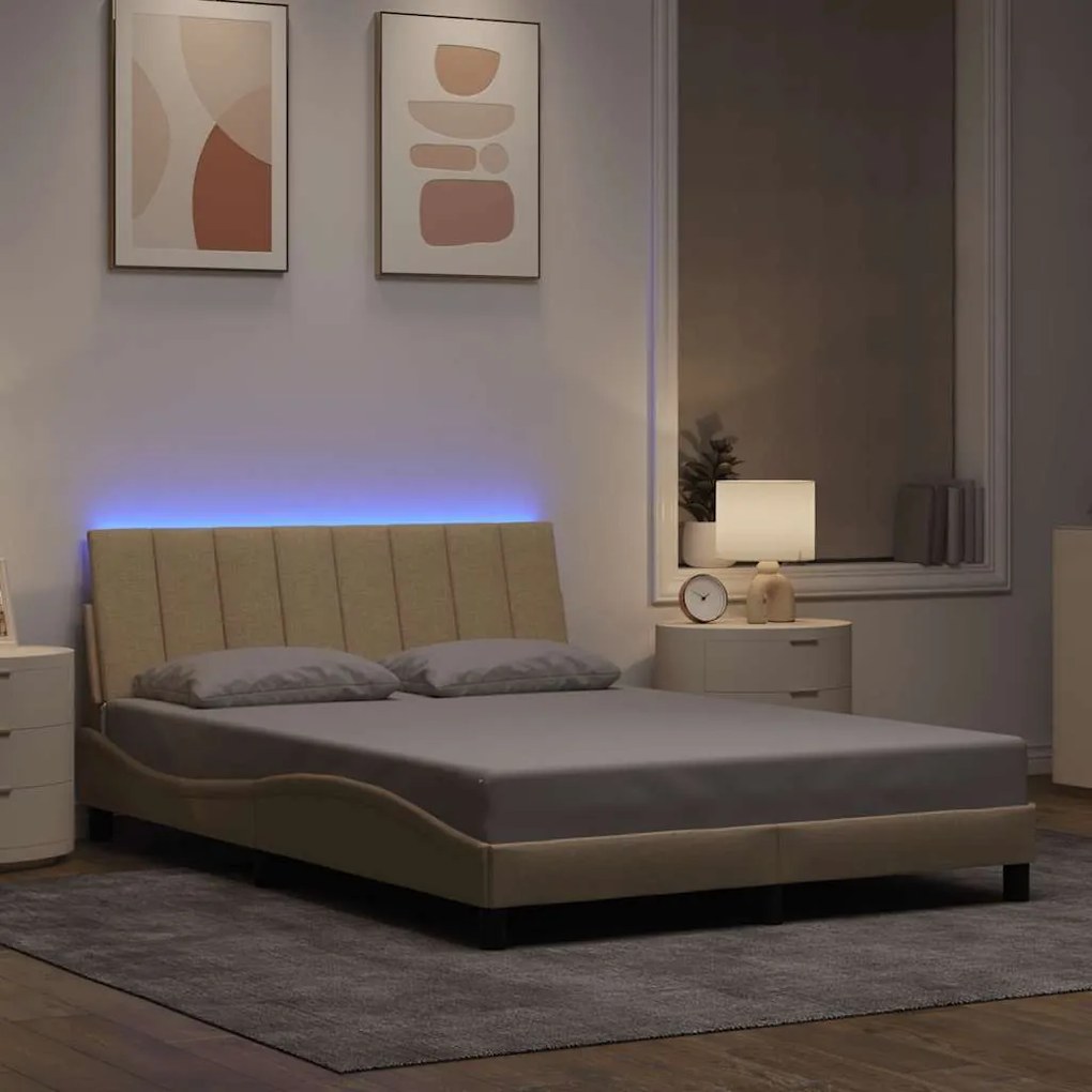 vidaXL Σκελετός Κρεβατιού Χωρίς Στρώμα Κρεμ 120x200 εκ. Υφασμάτινο