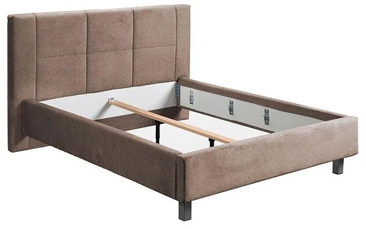 Επενδυμένο Κρεβάτι Uno Cube Καφέ Διπλό 160x200 εκ. 194x217x115 εκ.