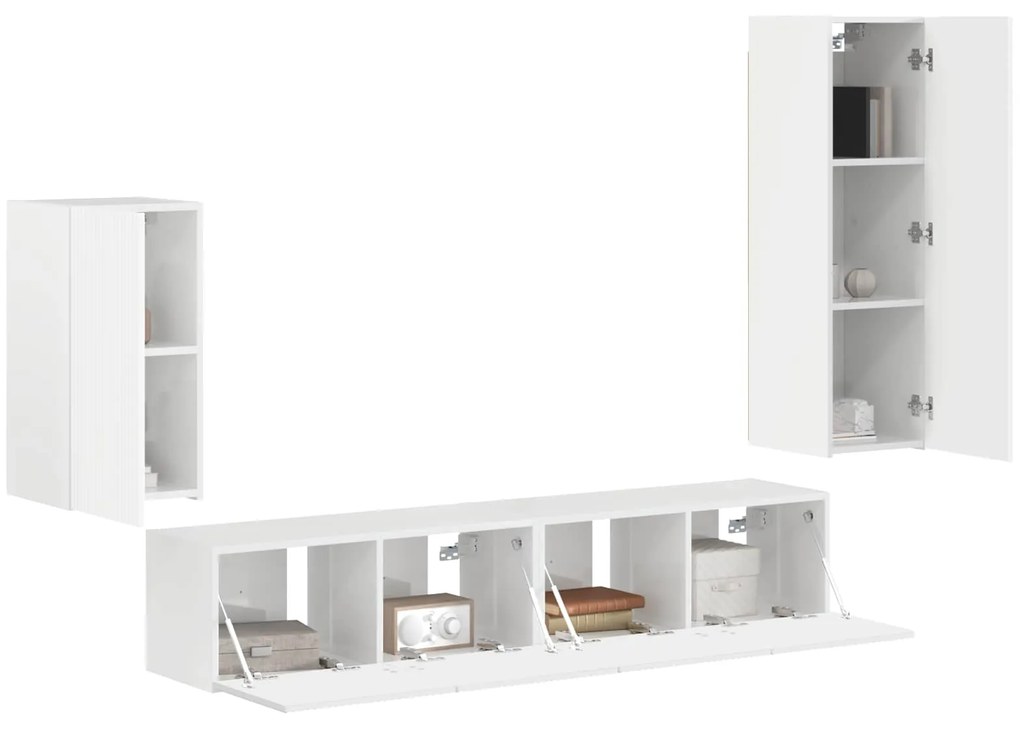 vidaXL Σετ επίπλου τηλεόρασης Επιτοίχιο 3 pcs Υψηλής γυαλάδας λευκό