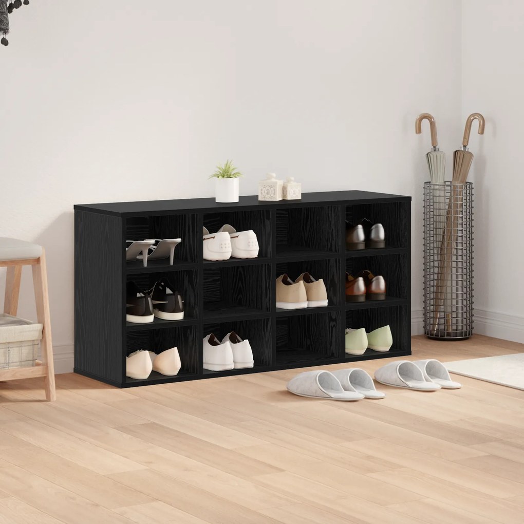 vidaXL Ντουλάπα Παπουτσιών Μαύρη δρυς 103x30x51 εκ Επεξεργασμένο ξύλο
