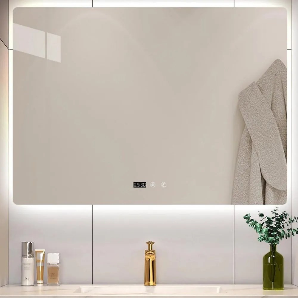 Καθρέφτης Led 0762-L-03 120x100cm White Ξύλο,Γυαλί