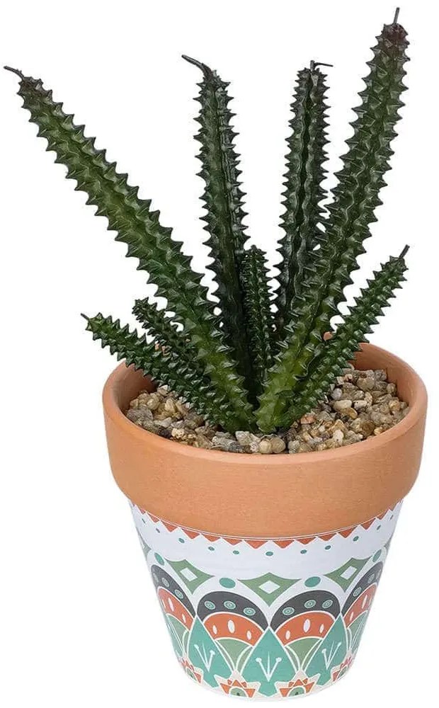 Τεχνητό Φυτό Σε Κασπώ Euphorbia 21045 Φ11x19cm Multi GloboStar Πηλός,Πολυαιθυλένιο