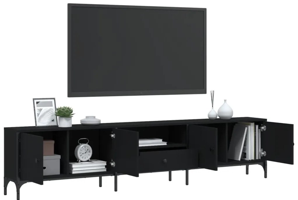 vidaXL Έπιπλο Τηλεόρασης με Συρτάρι Μαύρο 200x25x44 εκ. Επεξ. Ξύλο