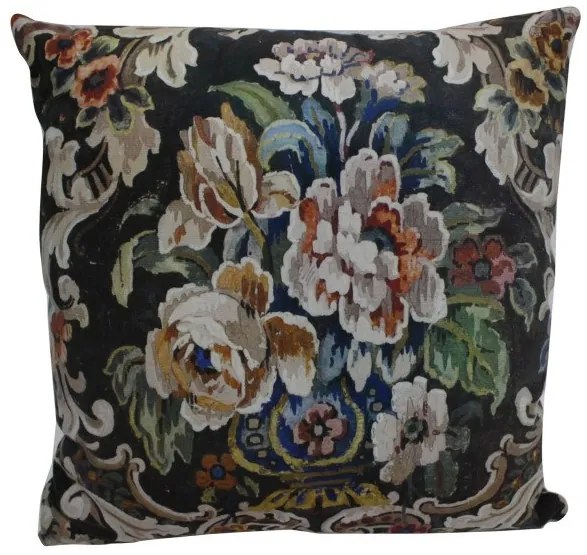 Μαξιλάρι Βελούδινο Black Floral 45x45 εκ. 8710-5 Supergreens-8710-5-Πολύχρωμο 8710-5