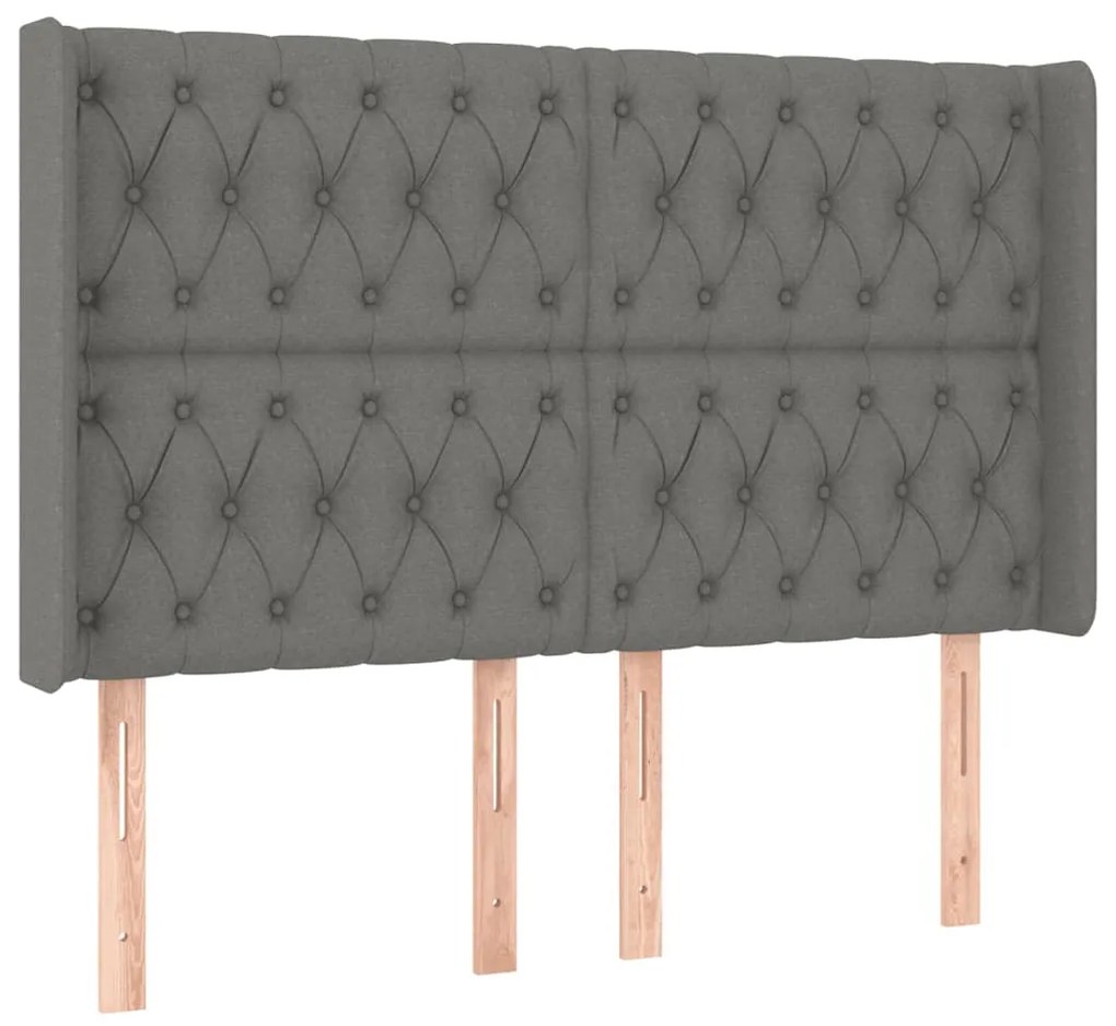 Κεφαλάρι Κρεβατιού LED Σκούρο Γκρι 147x16x118/128εκ. Υφασμάτινο 3124383