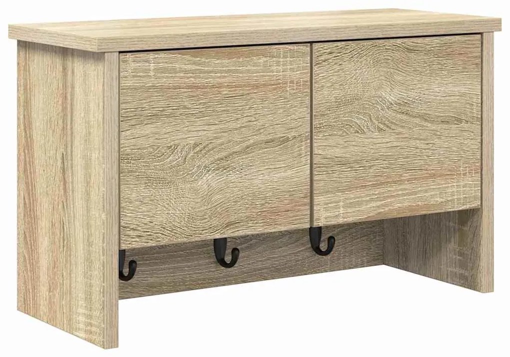 vidaXL Τοίχου Κρεμάστρα με ράφι Επιτοίχιο Sonoma Δρυς 50 x 20 x 30 εκ.