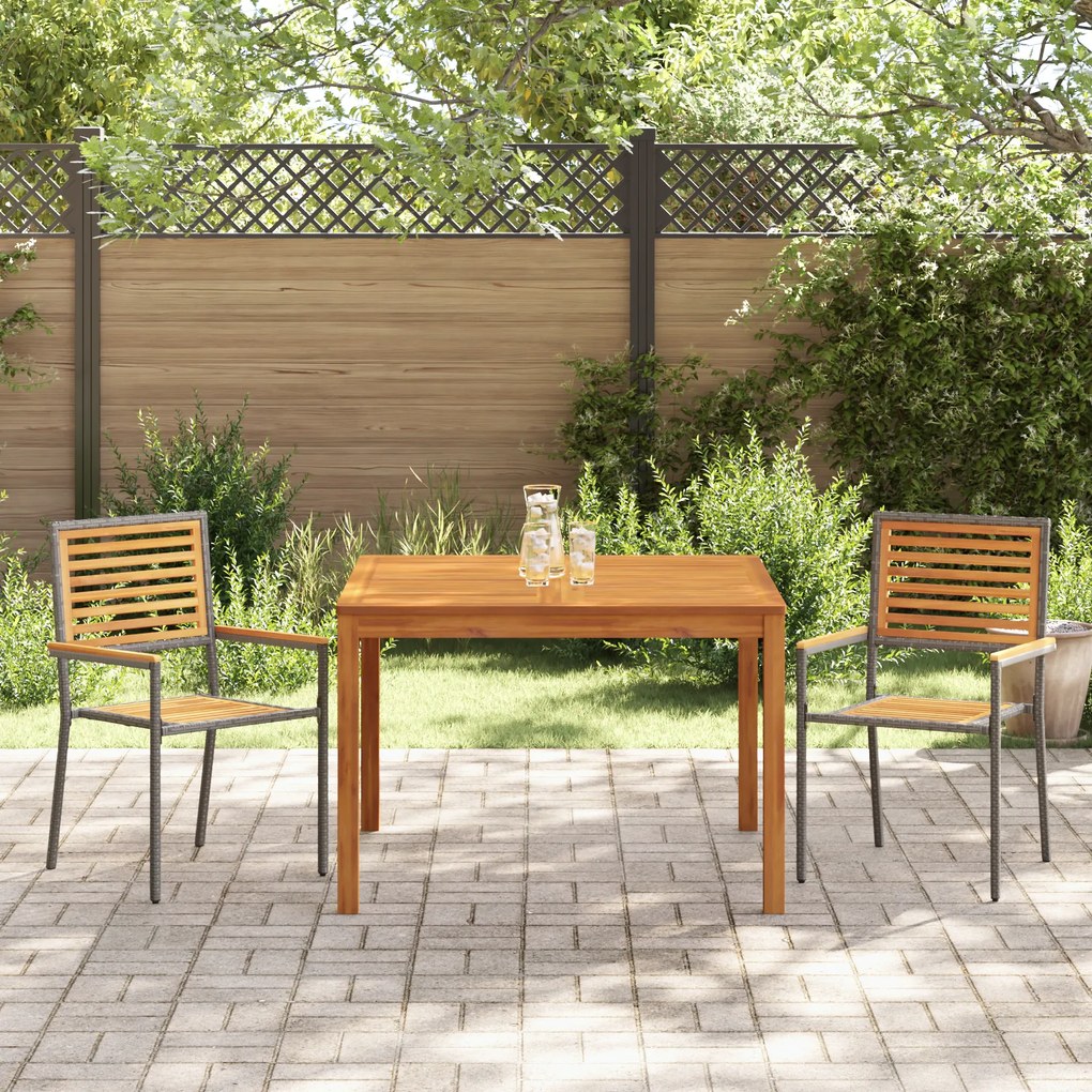 vidaXL Σετ Τραπεζαρίας Κήπου 3 pcs Γκρι 110 x 110 x 75 cm