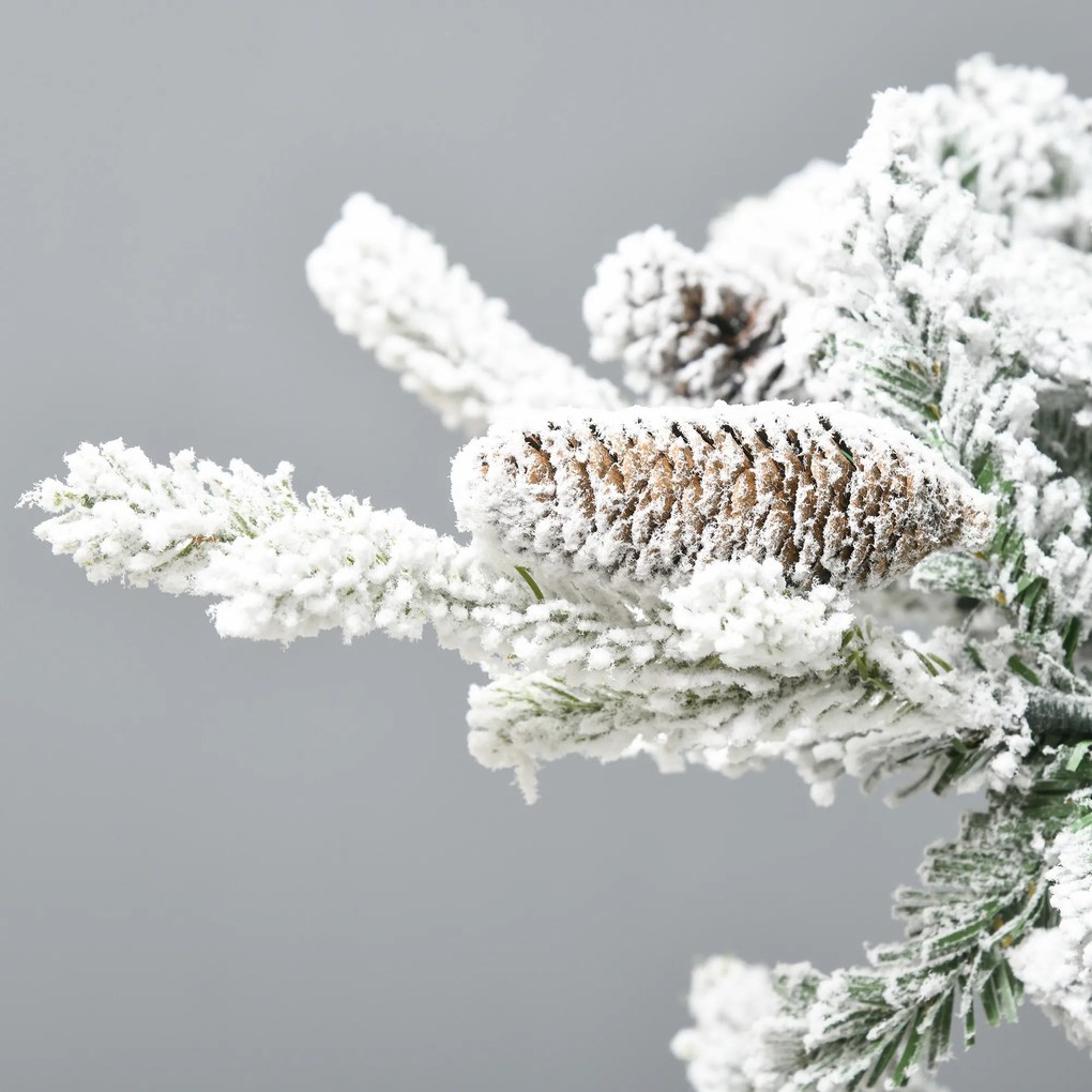 HOMCOM Χριστουγεννιάτικο Δέντρο, Τεχνητή Ελάτη, 1,80m ύψος, Πλούσιο σχήμα, Ρεαλιστική εμφάνιση, Χιονισμένα κλαδιά, Κουκουνάρια