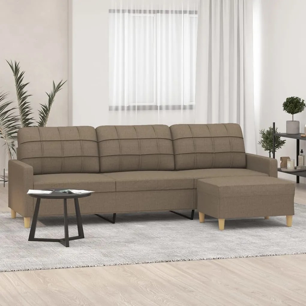 vidaXL Καναπές Τριθέσιος Taupe 180 εκ. Υφασμάτινος με Υποπόδιο