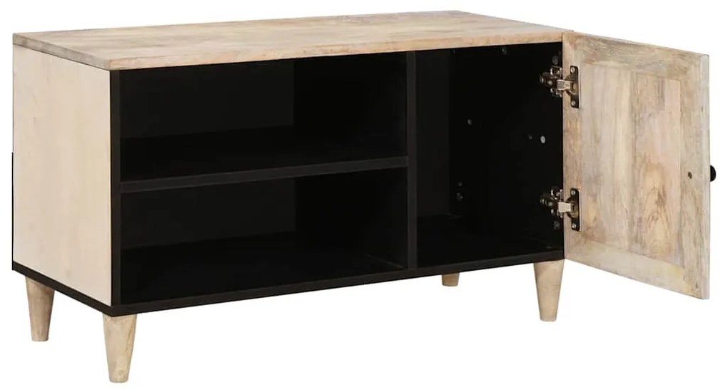 vidaXL Ντουλάπι TV με ράφι Λευκό 80 x 33 x 46 εκ Μασίφ ξύλο μάνγκο