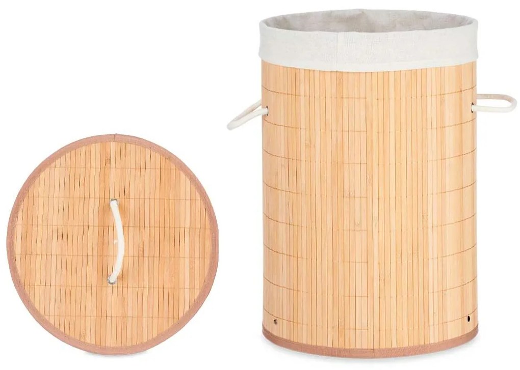 Καλάθι για τα Βρώμικα Ρούχα Kipit Φυσικό βαμβάκι πολυεστέρας Μέταλλο Bamboo Βισκόζη Ξύλο MDF 48 L 37 x 50 x 37 cm (4 Μονάδες)