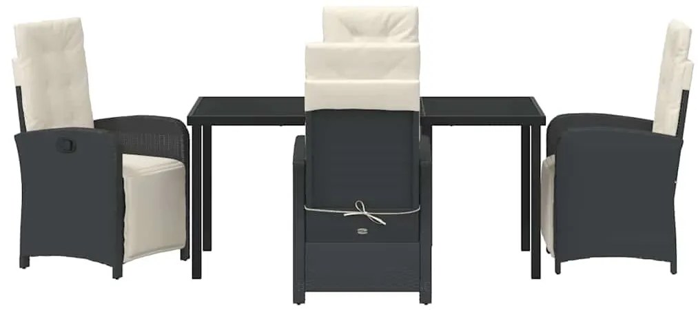 vidaXL Σέτ φαγητού για κήπο 5 pcs Μαύρο συνθετικό ρατάν