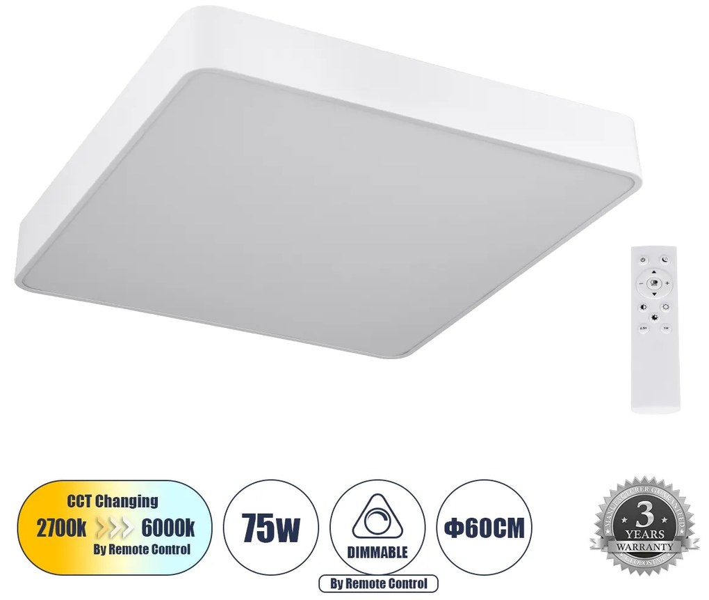 KAMALA 61209-S Πλαφονιέρα Οροφής LED CCT 75W 8625lm 120° AC 220-240V