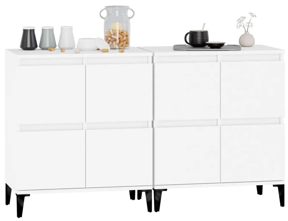 vidaXL Ντουλάπια 2 τεμ. Λευκά 60 x 35 x 70 εκ. από Επεξεργασμένο Ξύλο