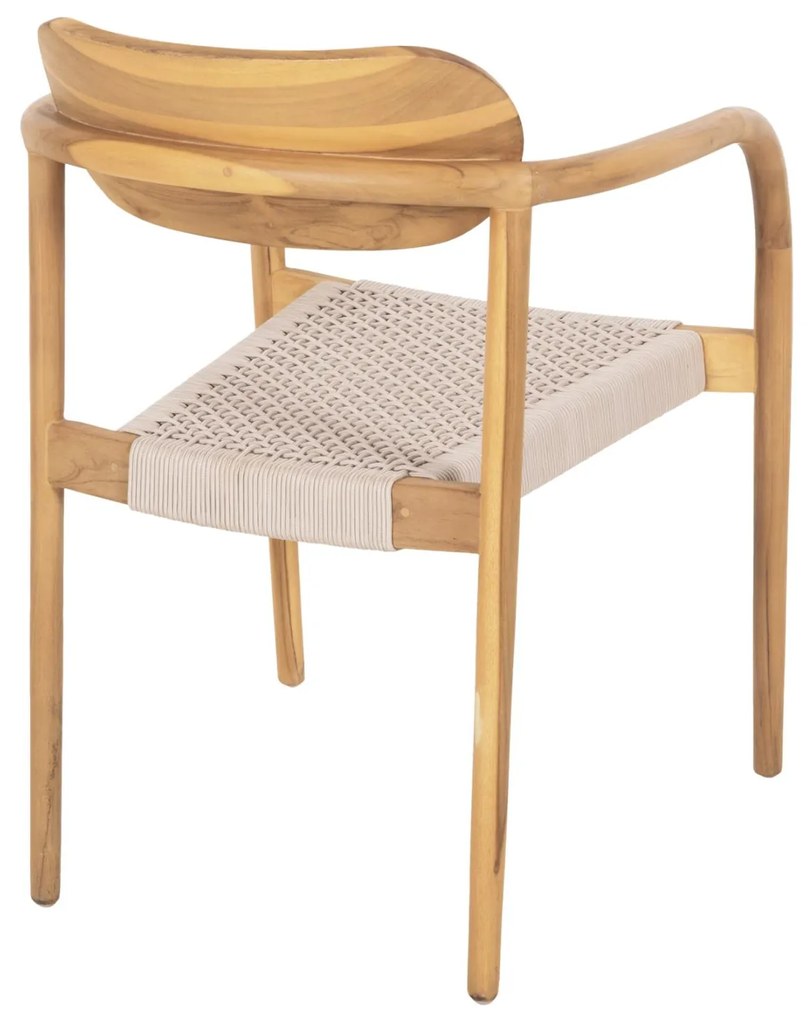 Πολυθρόνα OSLO Ξύλο Teak Φυσικό και Μπέζ Σχοινί 55x54x80Yεκ. 55x54x80 εκ.
