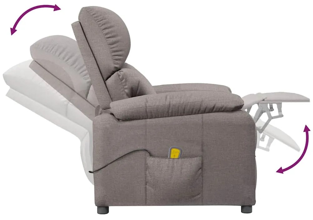 vidaXL Πολυθρόνα Μασάζ Taupe Υφασμάτινη