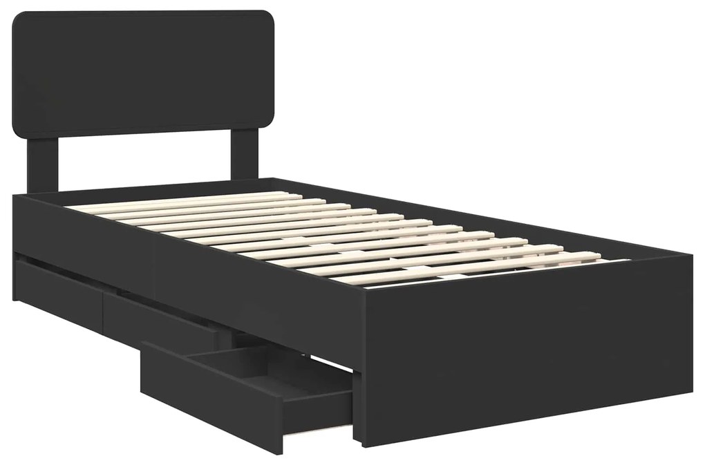 vidaXL Σκελετός Κρεβατιού Μαύρο 90 x 190 cm Μηχανήματος Ξύλο