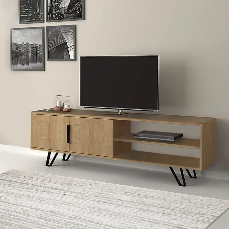 Έπιπλο τηλεόρασης Foot Megapap χρώμα sonoma 160x35x49εκ.