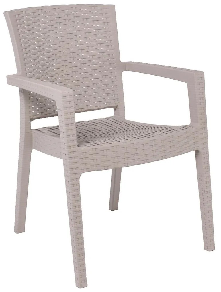 Πολυθρόνα Στοιβαζόμενη LORA-PRO Μπεζ PP 58x61x87cm