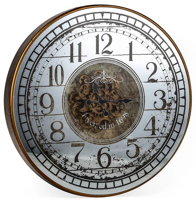 Artekko Clock Μπρονζέ Ρολόι Τοίχου MDF με Καθρέφτη (81.8x10.2x81.8)cm Artekko 38535