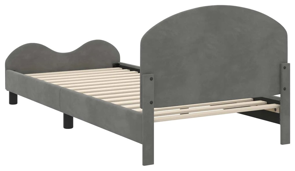 vidaXL Κρεβάτι Παιδικής Κρεβατοκάμαρας με Κεφαλάκι Σκούρο Γκρι Βελούδο