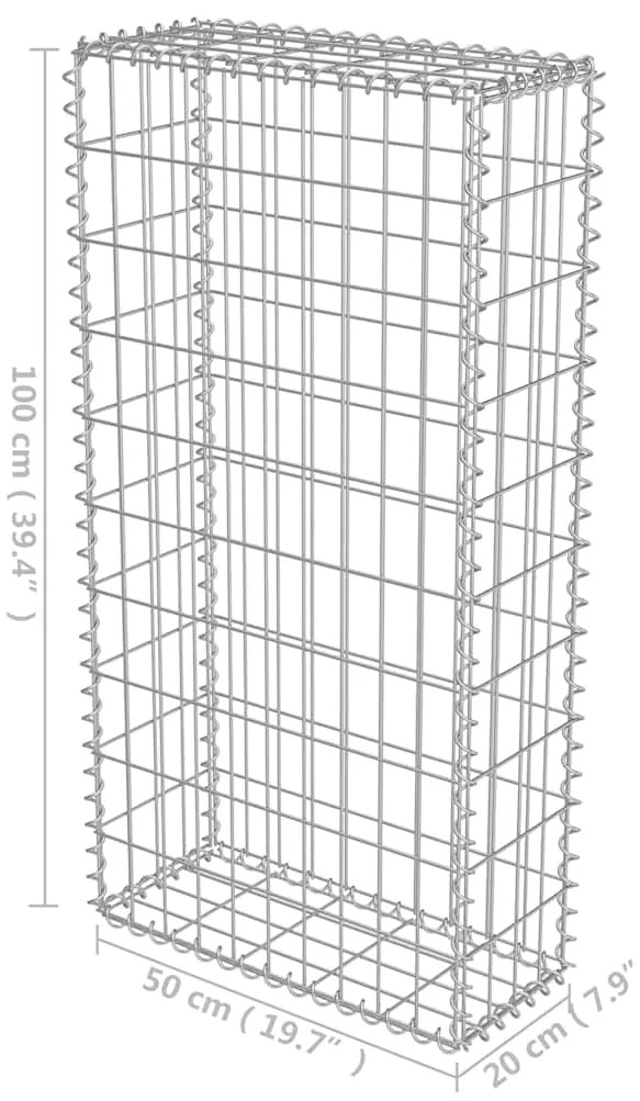 Συρματοκιβώτιο Τοίχος 50x20x100 εκ. Γαλβαν.Χάλυβας + Καλύμματα - Ασήμι