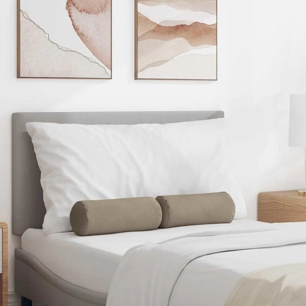 vidaXL Μαξιλάρια Στήριγμα 2 pcs Taupe Ø 15 x 40 εκ Ύφασμα Μικροΐνας