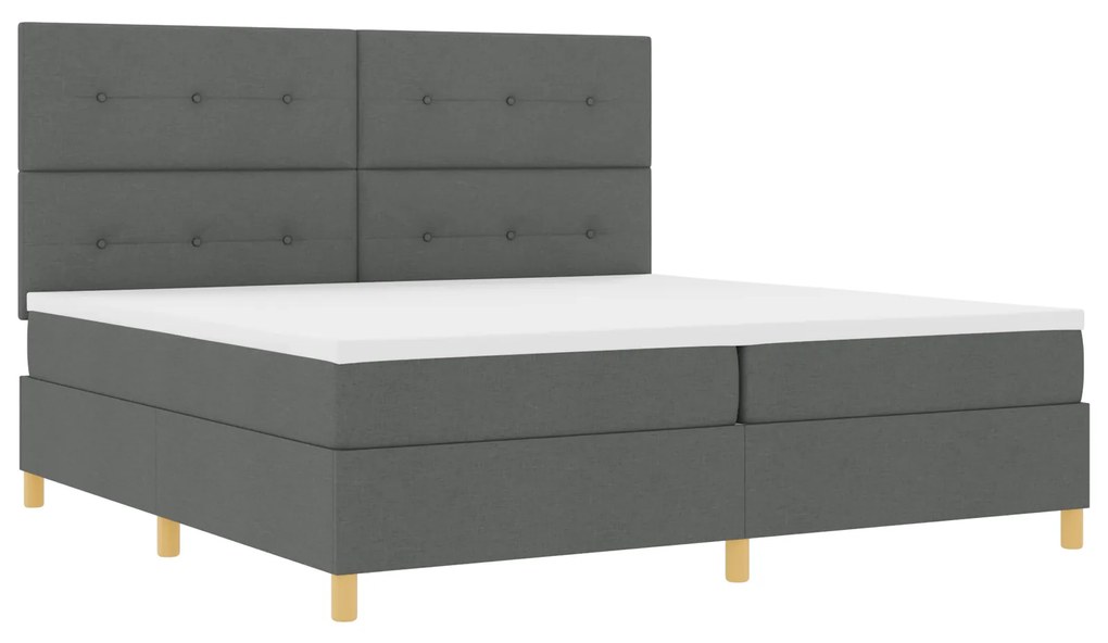 vidaXL κρεβάτι Box Spring με στρώμα & LED σκούρο γκρι 200x200 εκ. ύφασμα