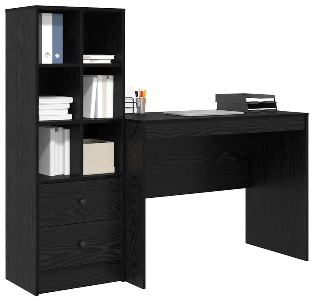 vidaXL Γραφείο με αποθηκευτικό χώρο 2 pcs Μαύρη δρυς 100 x 50 x 76 εκ.