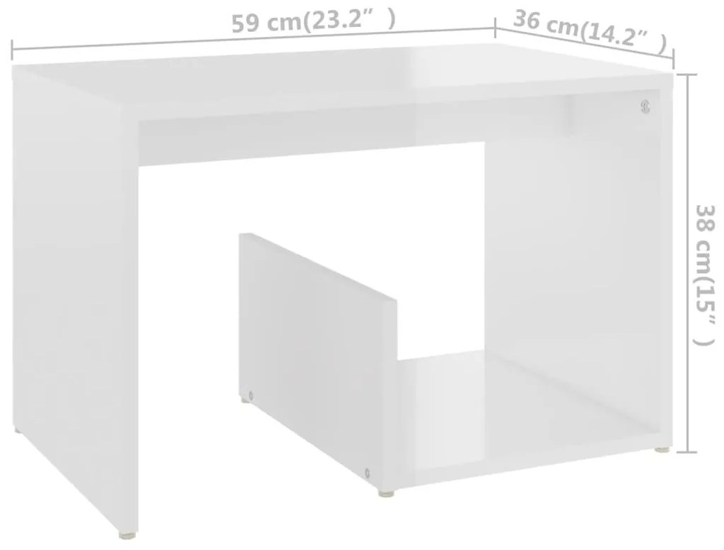 Τραπέζι Βοηθητικό Γυαλιστερό Λευκό 59 x 36 x 38 εκ. Επεξ. Ξύλο - Λευκό