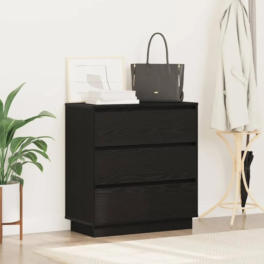 vidaXL Κομοδίνο με συρτάρι Μαύρο 71 x 34.5 x 75 εκ. Επεξεργασμένο ξύλο