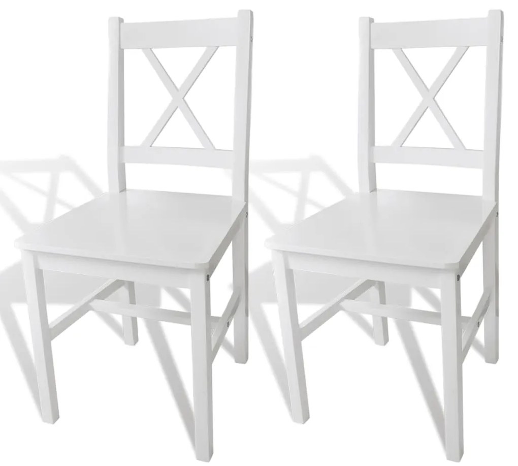 vidaXL Καρέκλες Τραπεζαρίας 2 τεμ. Λευκές από Ξύλο Πεύκου