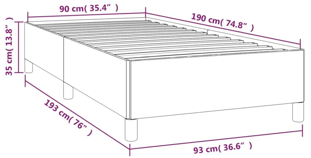 Σκελετός Κρεβατιού Χωρίς Στρώμα Μαύρο 90x190 εκ. Υφασμάτινο 347028