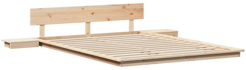 vidaXL Κρεβάτι Πλατφόρμα με Κομοδίνα 140x200cm Μασίφ Ξύλο