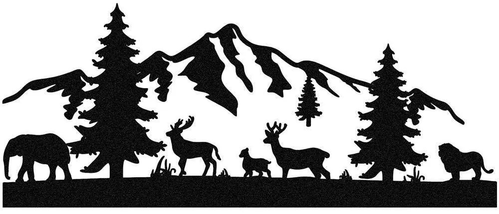Διακοσμητικό Τοίχου Mountain 279ENZ1231 70x30cm Black Wallity Μέταλλο