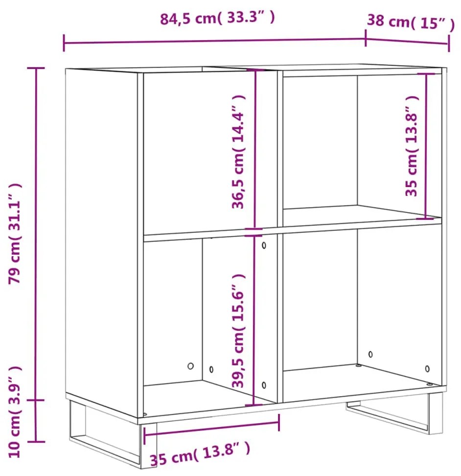 Δισκοθήκη Καφέ Δρυς 84,5 x 38 x 89 εκ. από Επεξεργασμένο Ξύλο - Καφέ