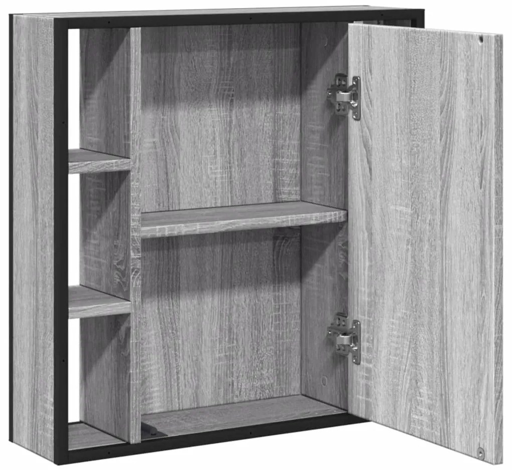 vidaXL Καθρέφτης Μπάνιου Ντουλάπι Γκρι Sonoma 60x16x60 εκ Επεξ. Ξύλο