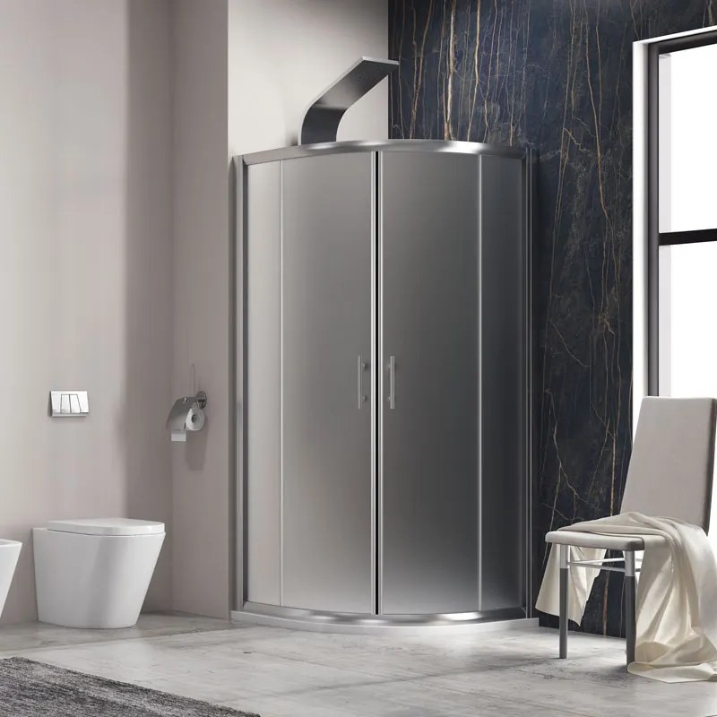 Καμπίνα ημικυκλική με σατινέ κρύσταλλο FLORA 200 Chrome 80x80x190cm - FLOS20080 - FLOS20080