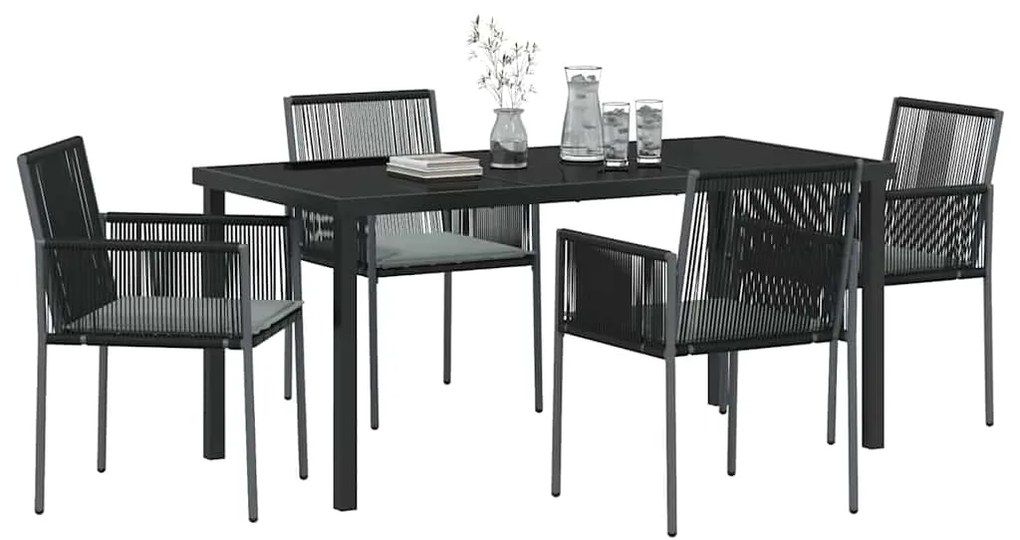 vidaXL Σέτ φαγητού για κήπο 5 pcs Μαύρο Πολυ ράταν