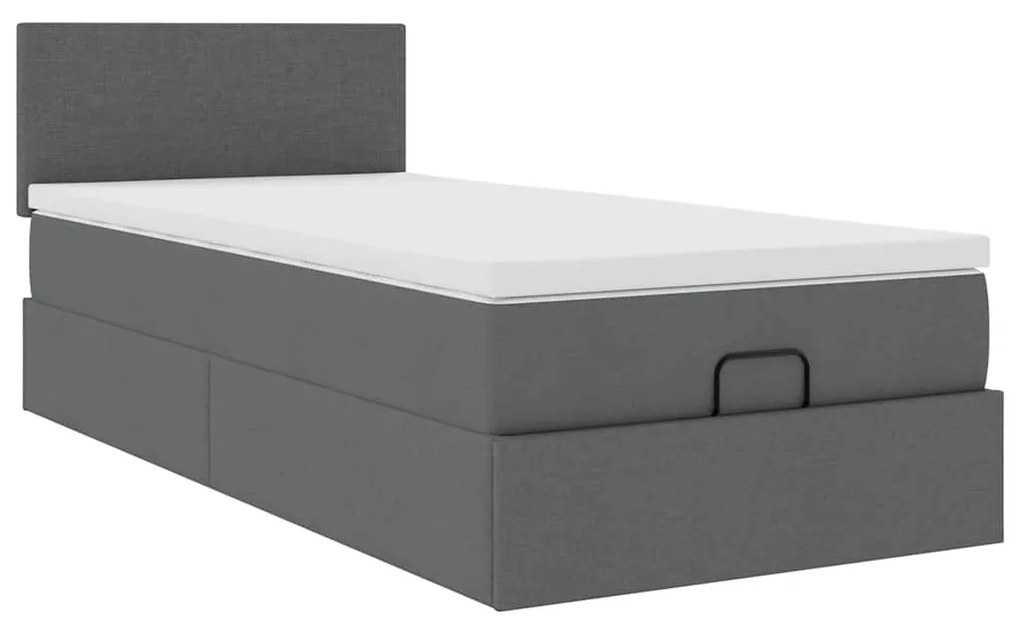 Οθωμανικό κρεβάτι με στρώμα σκούρο γκρι 90x190cm ύφασμα 3311339