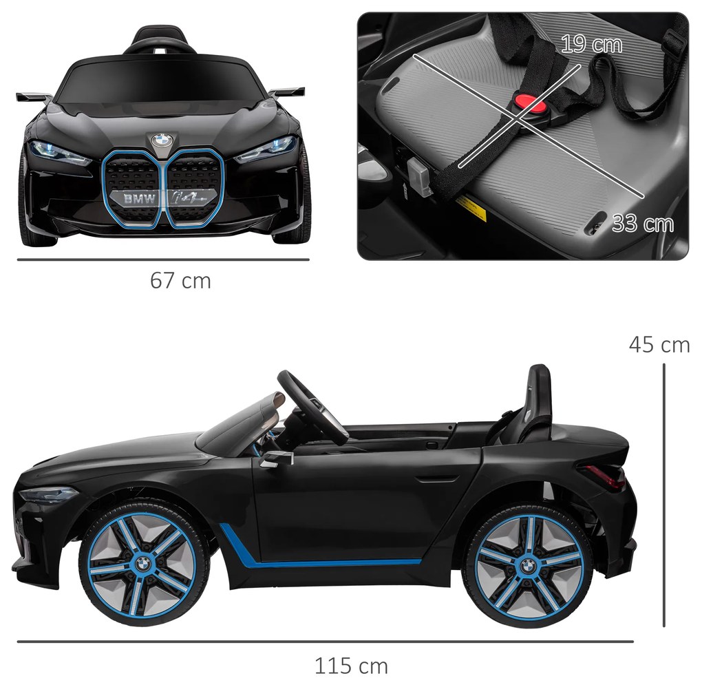 HOMCOM Αυτοκίνητο για Παιδιά, Επαναφορτιζόμενη Μπαταρία, 3-5 km/h, με Τηλεχειριστήριο, Media Player, Μαύρο