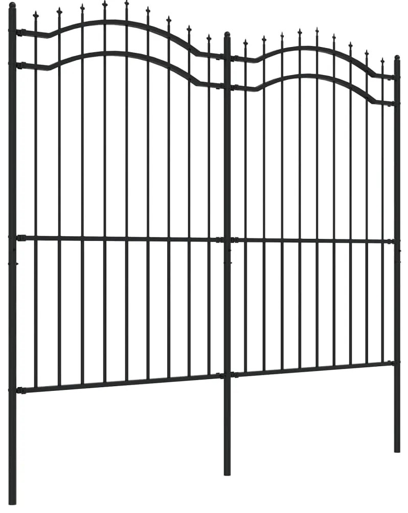 vidaXL Φράχτης Κήπου με Κορυφή Δόρυ Μαύρος 239x175 εκ. Ατσάλι με Ηλεκτροστατική Βαφή