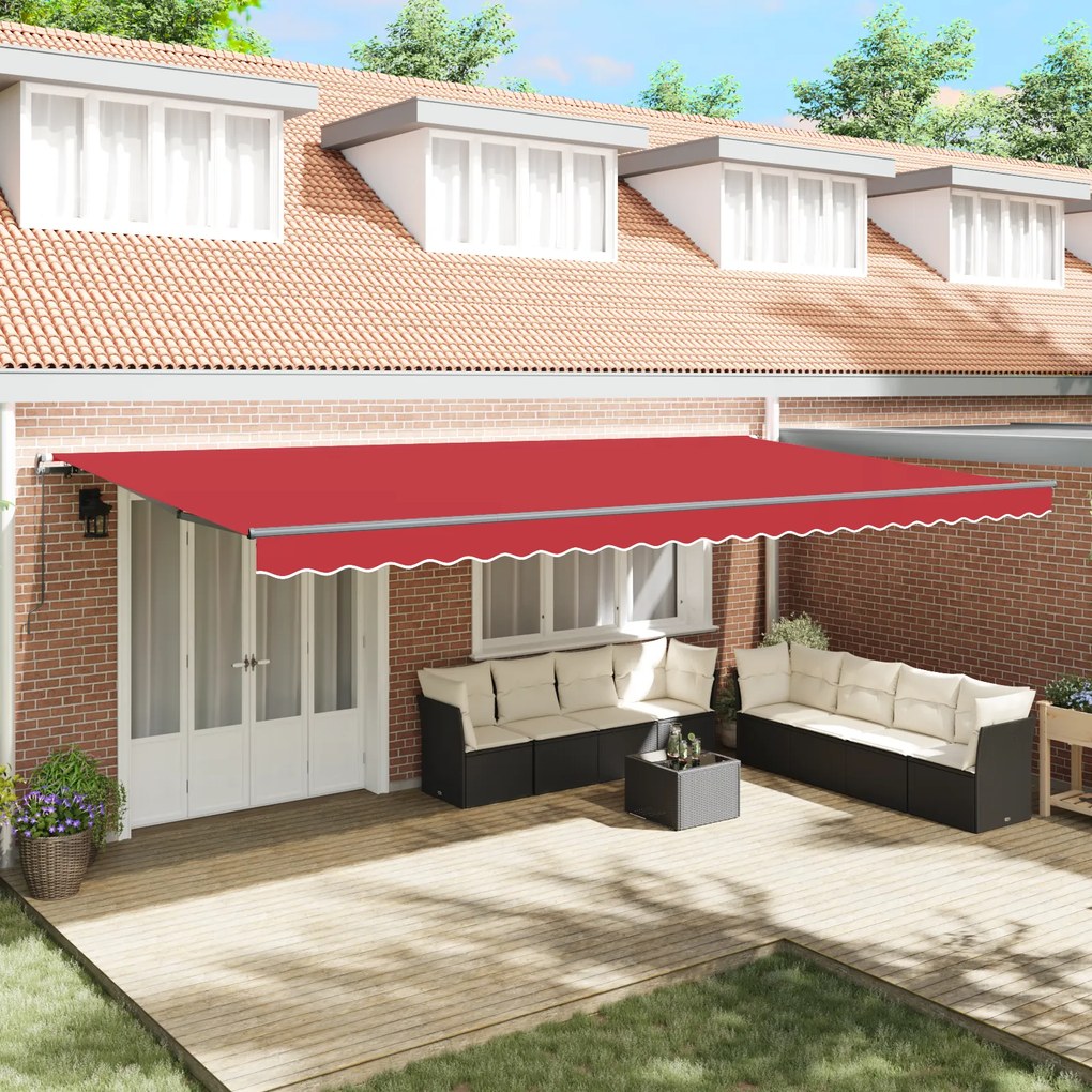 vidaXL Χειροκίνητη Αυτόματη Τέντα Κόκκινη 600x300 cm